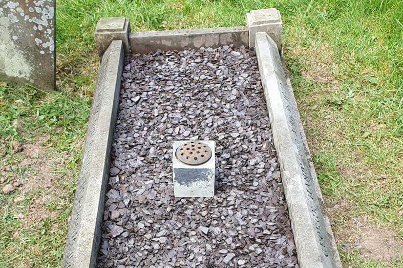 Kerbed grave in West Malvern after restoration